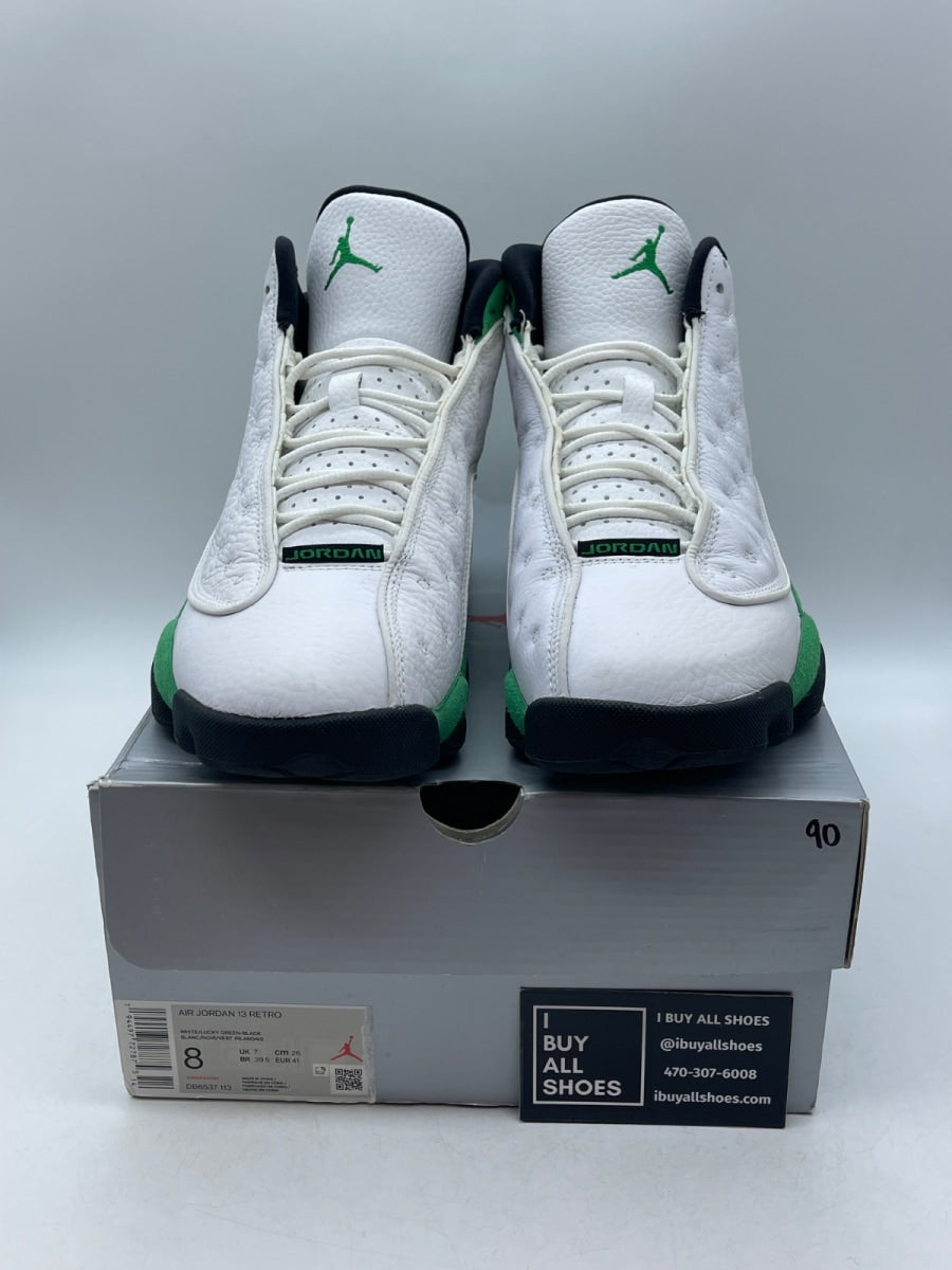 Jordan 13 Retro White Lucky Green 8 (Moderately Worn Pre-Owned) - Image 2