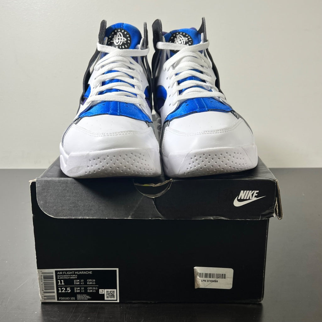 Nike Air Flight Huarache OG White Varsity Purple (2023) 11 (Lightly Worn Pre-Owned)NikeWhite/Varsity Purple-Royal Blue-Menta - Image 2