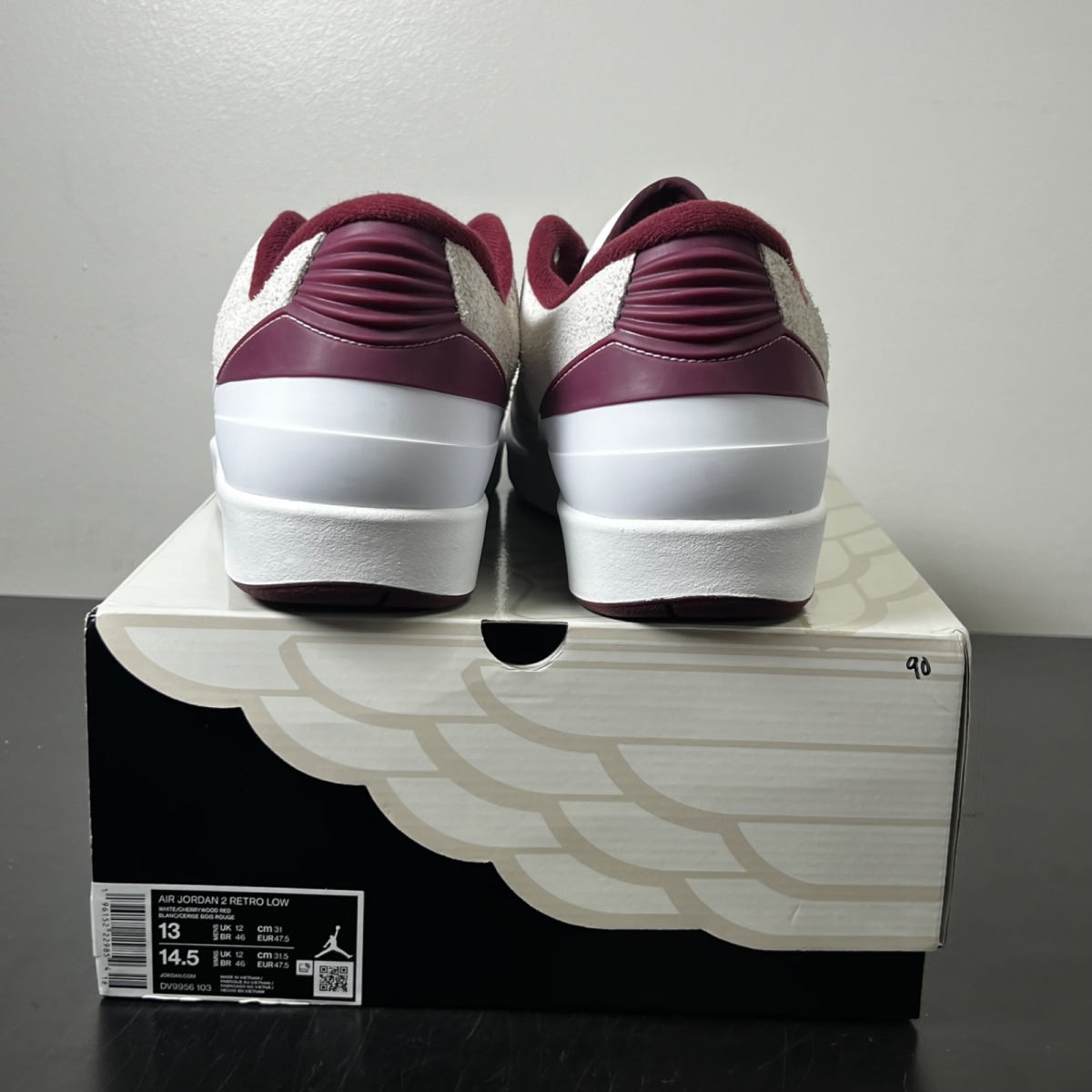 Jordan 2 Retro Low Cherrywood 13 (Lightly Worn Pre-Owned)JordanWhite/Cherrywood Red-Light Steel Grey - Image 4