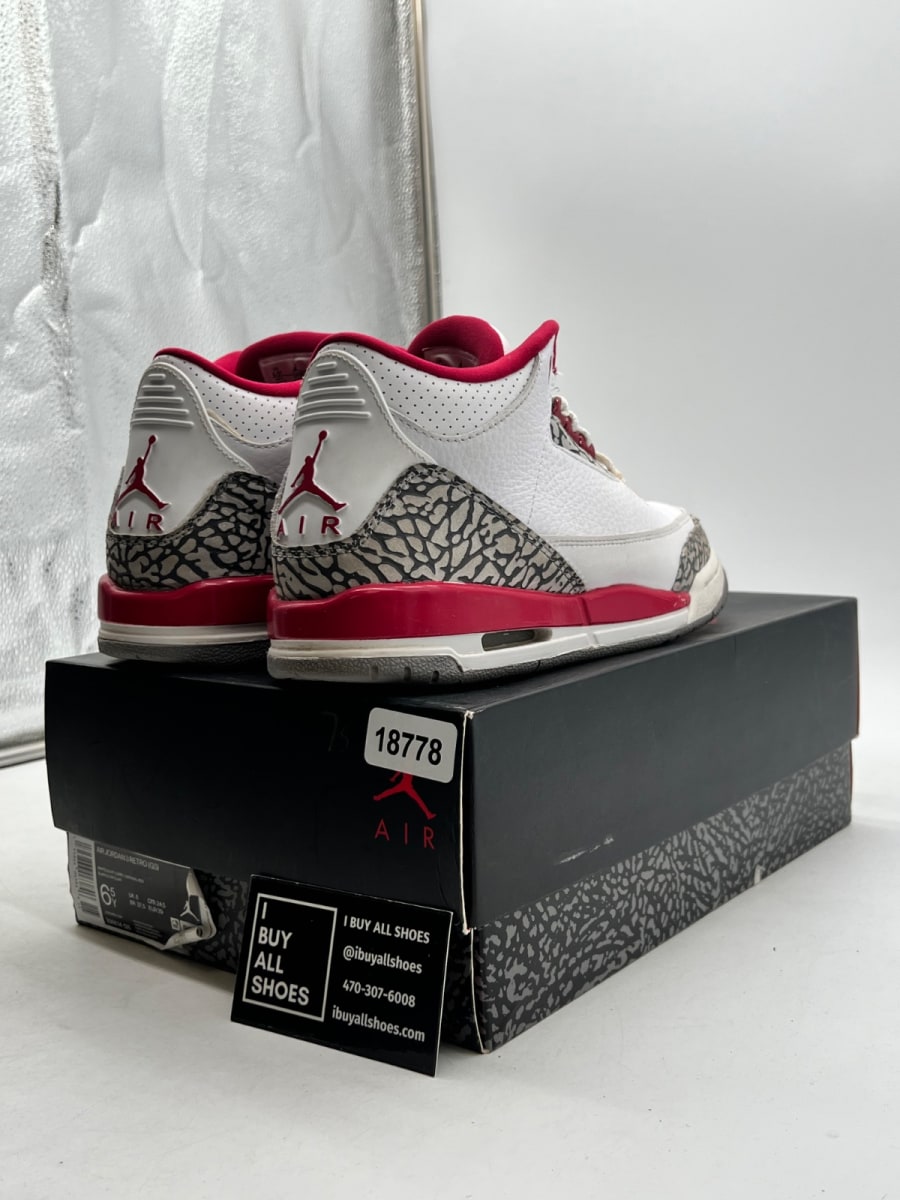 Jordan 3 Retro Cardinal (GS) 6.5Y (Moderately Worn Pre-Owned) - Image 5