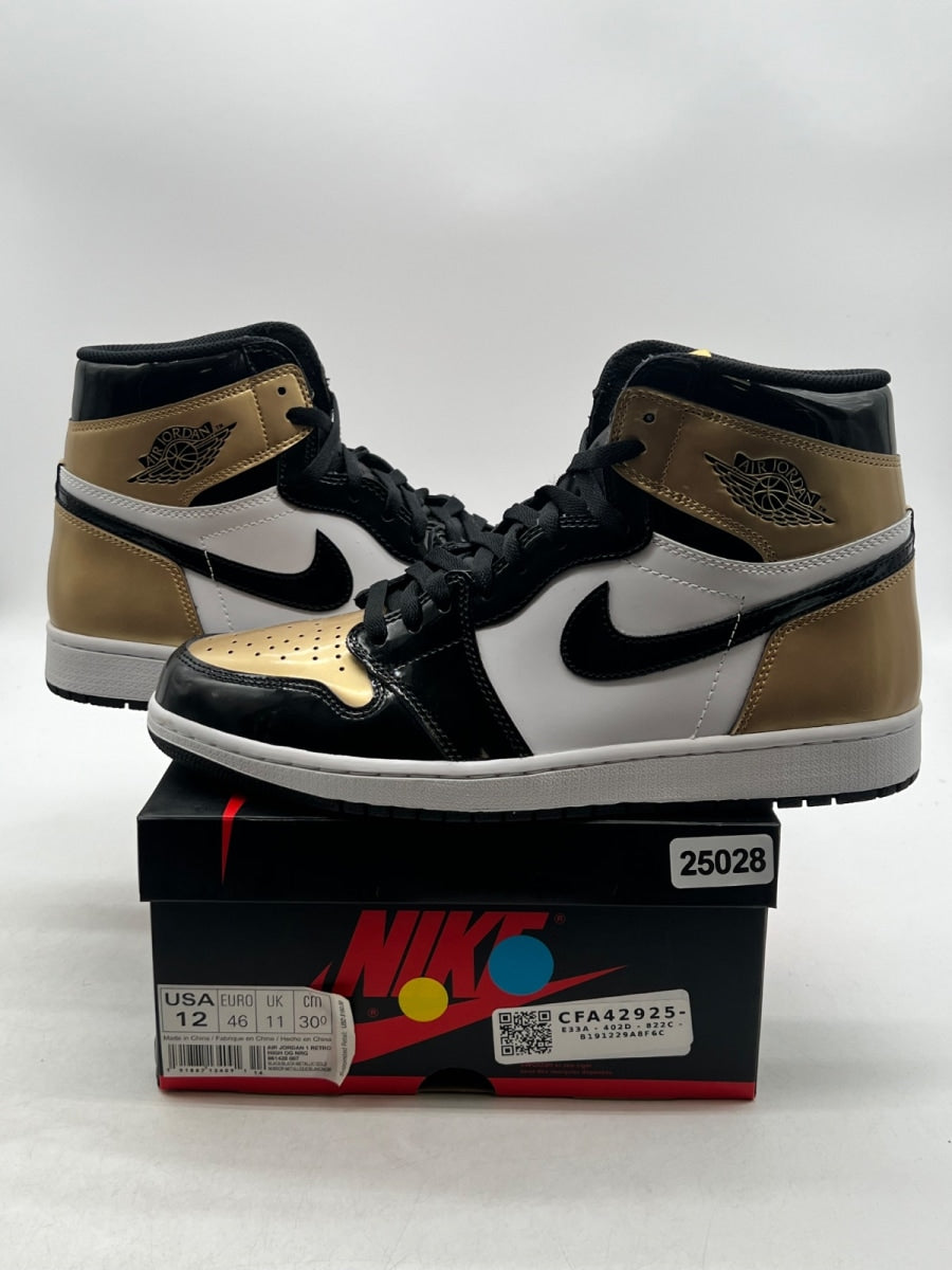 Jordan 1 Retro High NRG Patent Gold Toe 12 (Lightly Worn Pre-Owned)JordanBlack/Metallic Gold-Summit White - Image 1