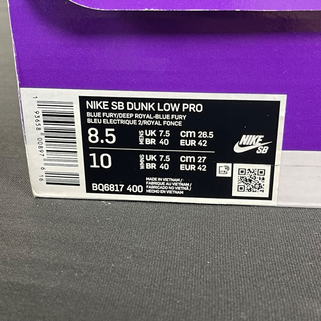 Nike SB Dunk Low Pro Blue Fury 8.5 (Moderately Worn Pre-Owned)NikeBlue Fury/Deep Royal-Blue Fury - Image 7