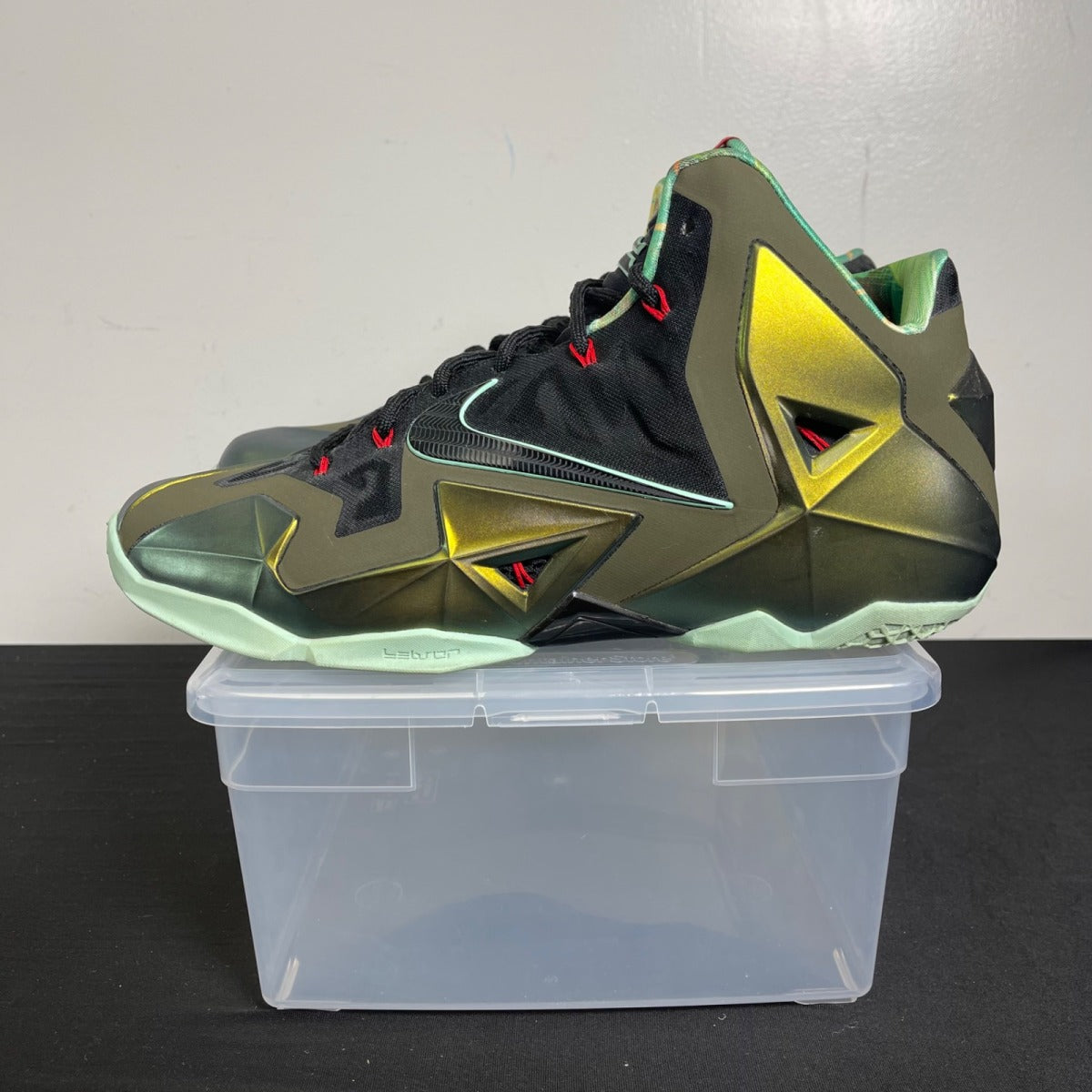 Nike LeBron 11 King's Pride 13 (Moderately Worn Pre-Owned)NikeParachute Gold/Arctic Green-Dark Loden-Black - Image 3