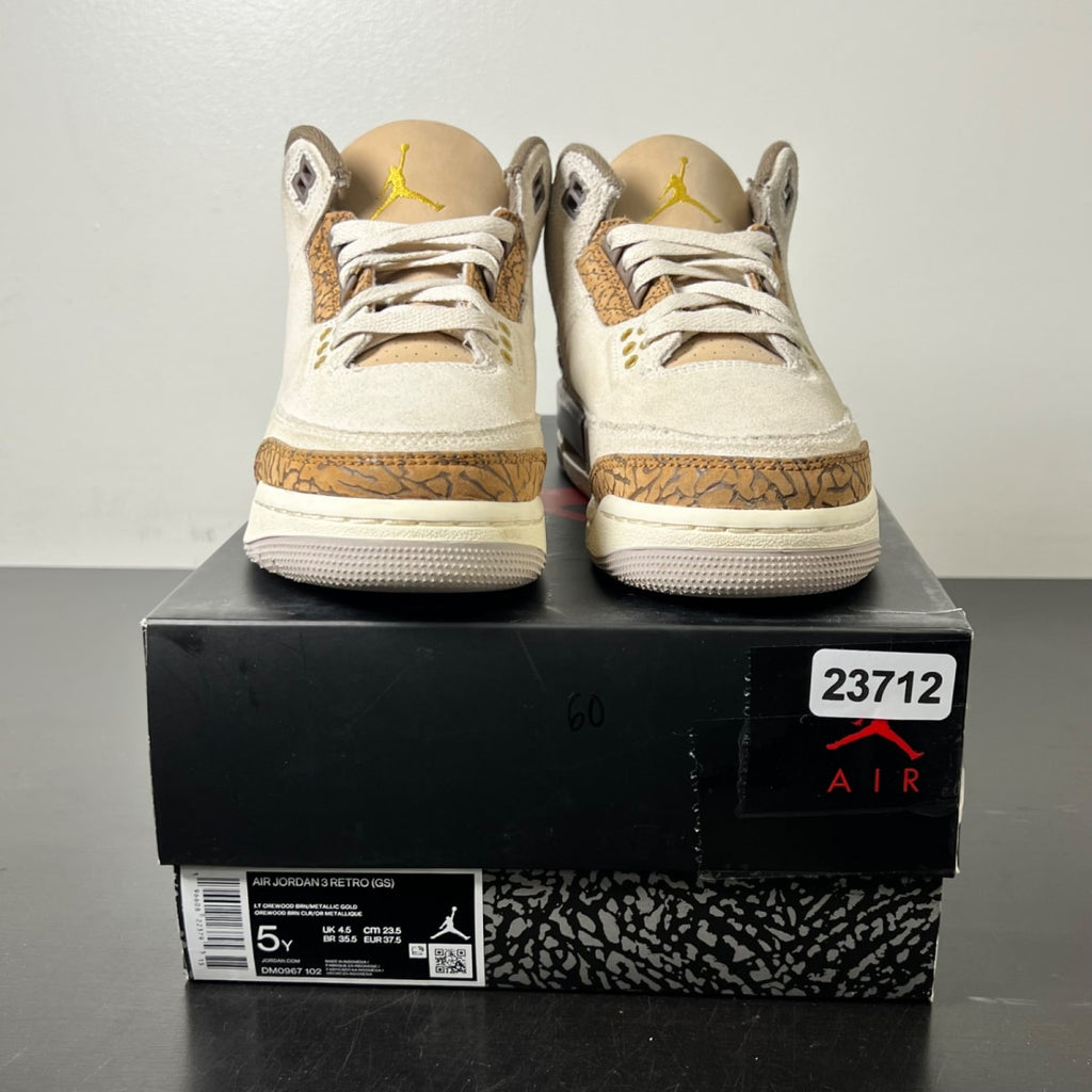 Jordan 3 Retro Palomino (GS) 5Y (Moderately Worn Pre-Owned)JordanLight Orewood Brown/Metallic Gold/Light British Tan/Palomino - Image 2