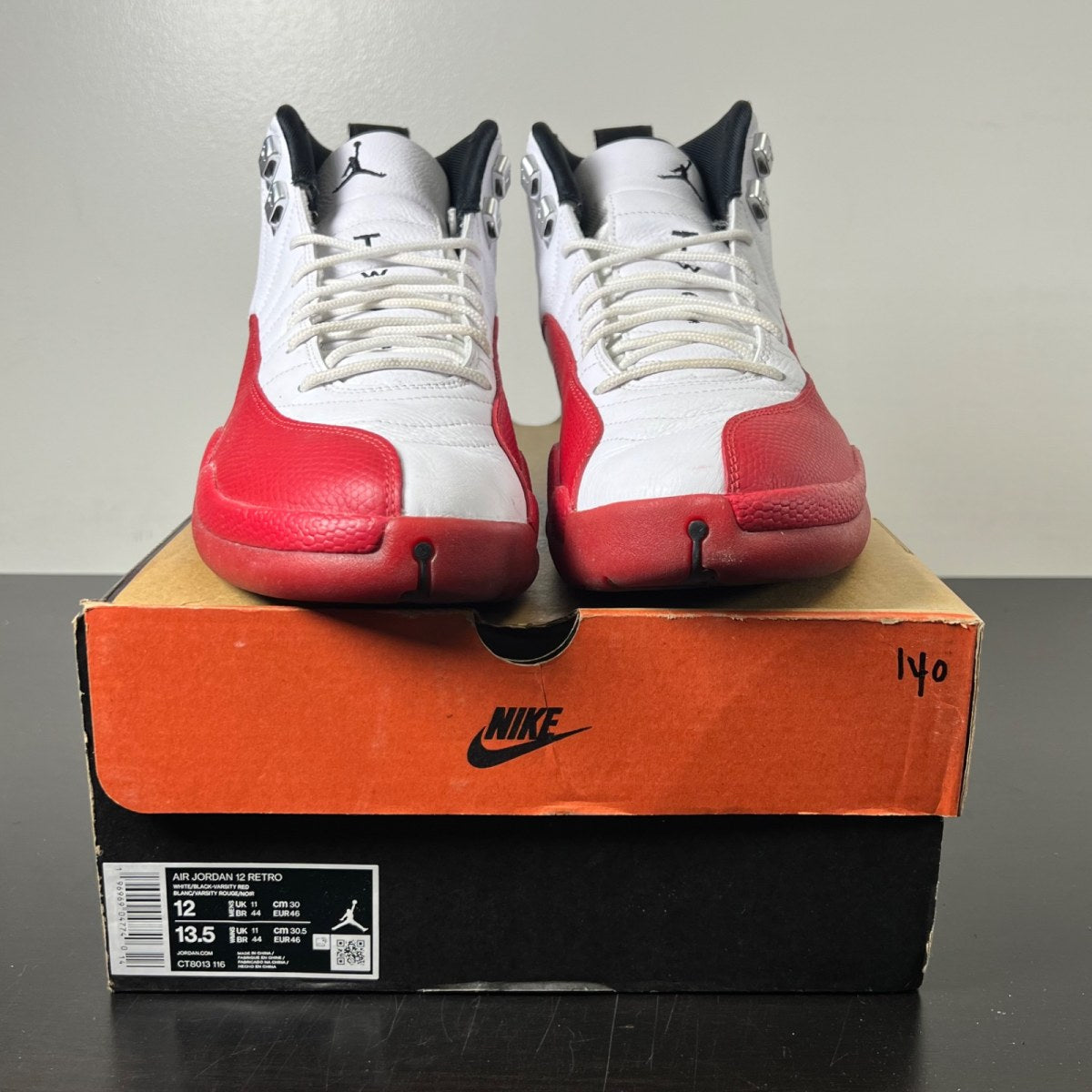 Jordan 12 Retro Cherry (2023) 12 (Moderately Worn Pre-Owned)JordanWhite/Black/Varsity Red - Image 2