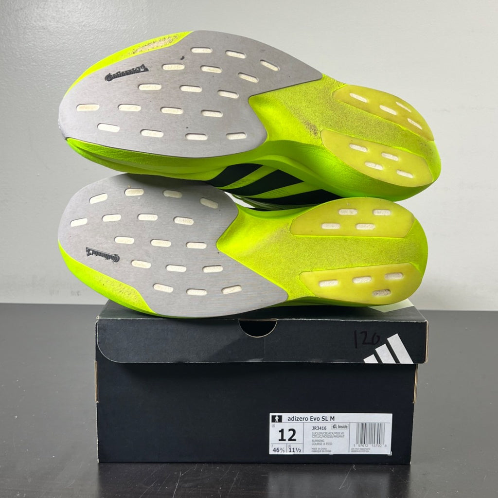 adidas Adizero Evo SL Lucid Lemon 12 (Lightly Worn Pre-Owned)adidasLucid Lemon/Core Black/Metallic Silver - Image 6
