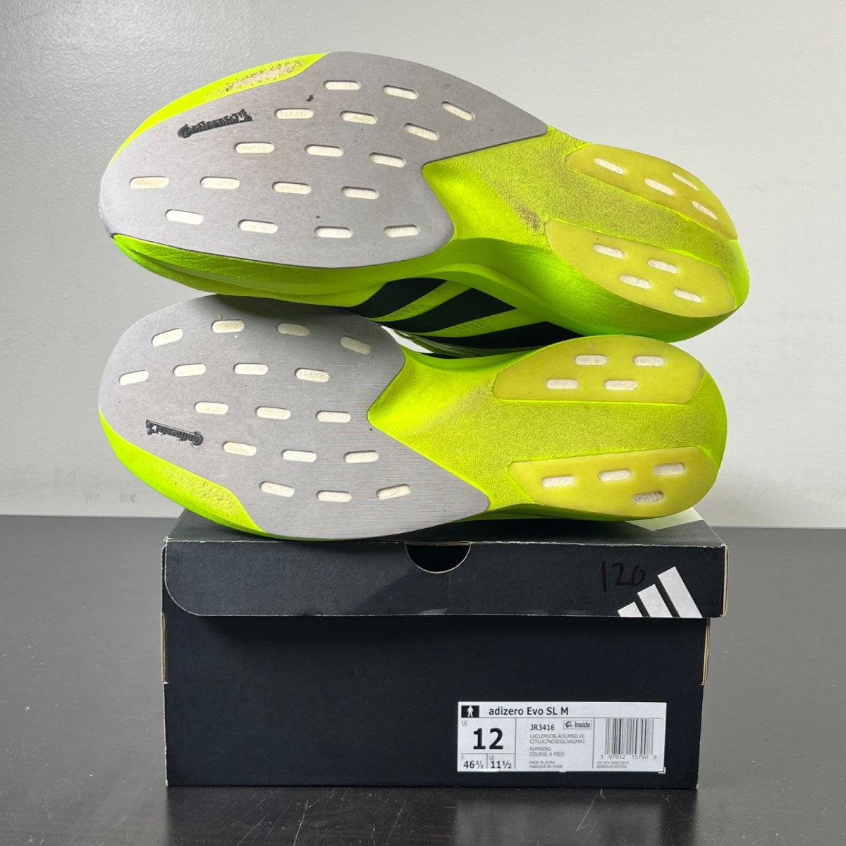 adidas Adizero Evo SL Lucid Lemon 12 (Lightly Worn Pre-Owned)adidasLucid Lemon/Core Black/Metallic Silver - Image 6