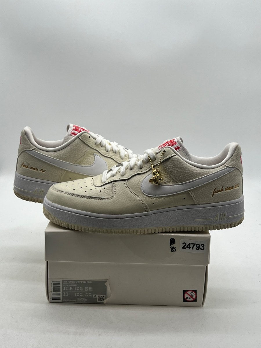 Nike Air Force 1 Low '07 Premium Popcorn 10.5 (Lightly Worn Pre-Owned)NikeCoconut Milk/White-University Red - Image 1