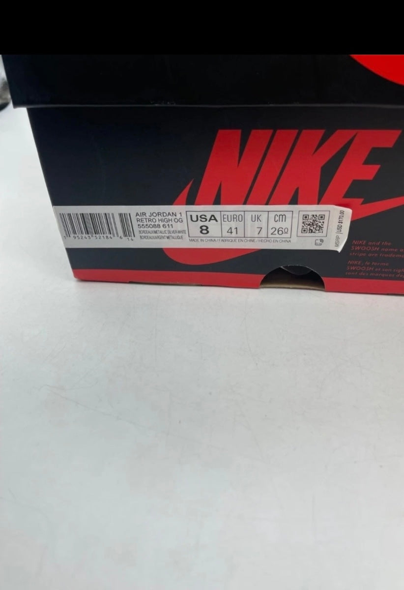 Jordan 1 Retro High OG Bordeaux 8 (Lightly Worn Pre-Owned)JordanBordeaux/White-Metallic Silver - Image 9