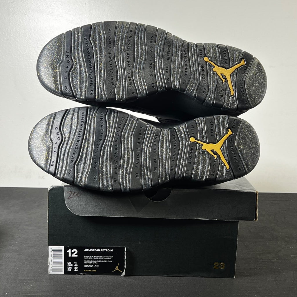 Jordan 10 Retro New York City (2016) 12 (New Pre-Owned)JordanBlack/Dark Grey-Metallic Gold - Image 6