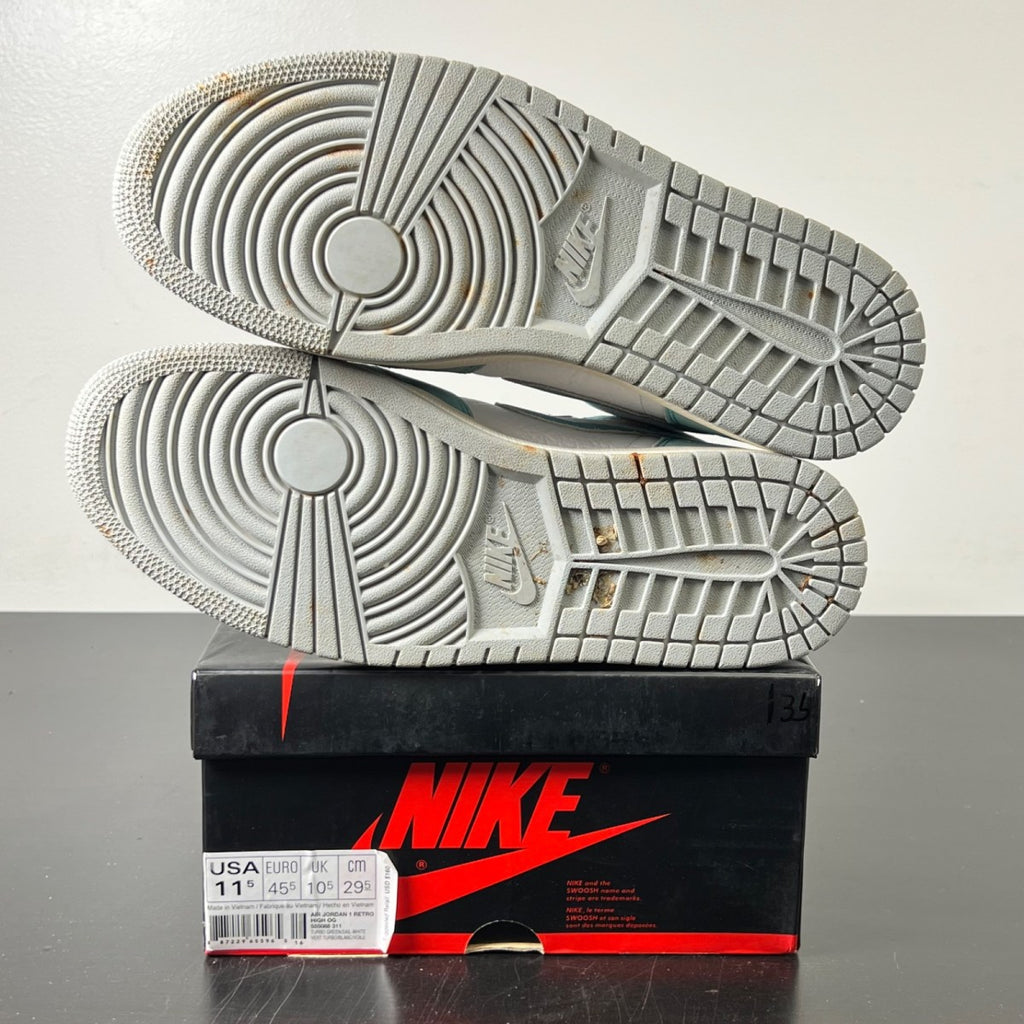 Jordan 1 Retro High Turbo Green 11.5 (Lightly Worn Pre-Owned)JordanTurbo Green/Sail-White-Light Smoke Grey - Image 6