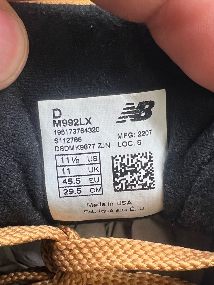 New Balance 992 MiUSA Wheat 11.5 (Lightly Worn Pre-Owned)New BalanceWheat/Brown/Off White - Image 7