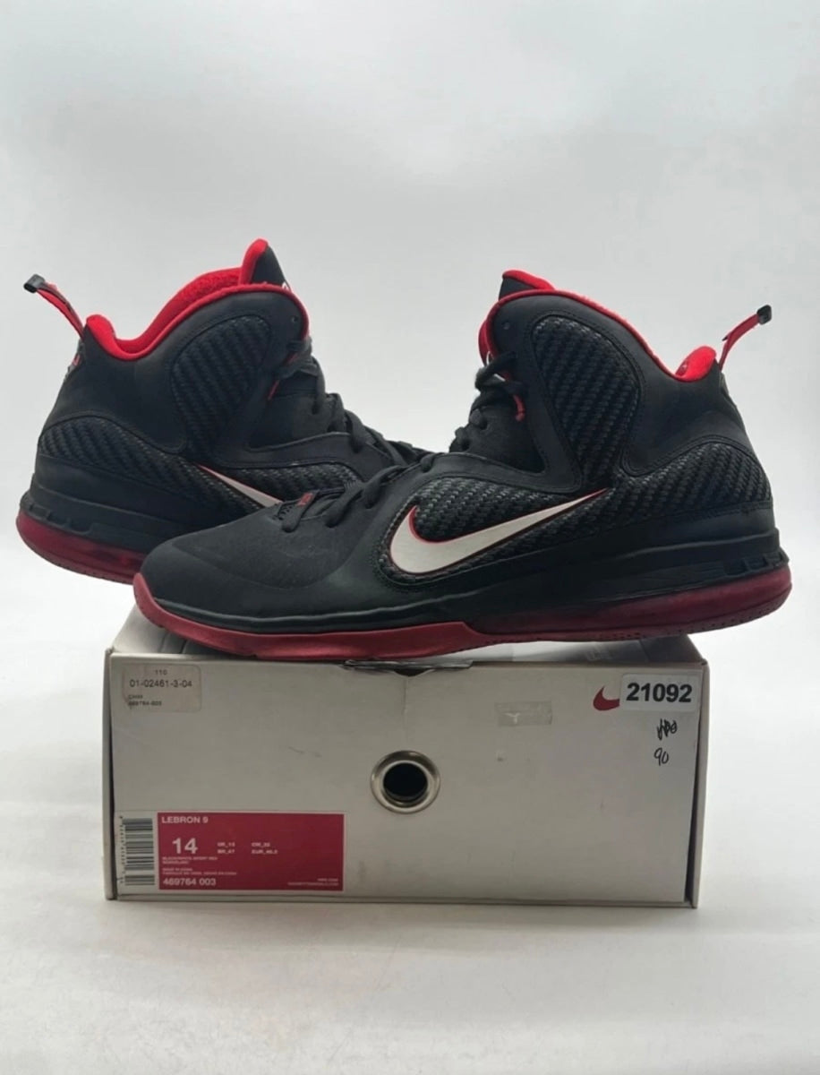 Nike LeBron 9 Miami Heat Away 14 (Moderately Worn Pre-Owned)NikeBlack/White/Red - Image 1