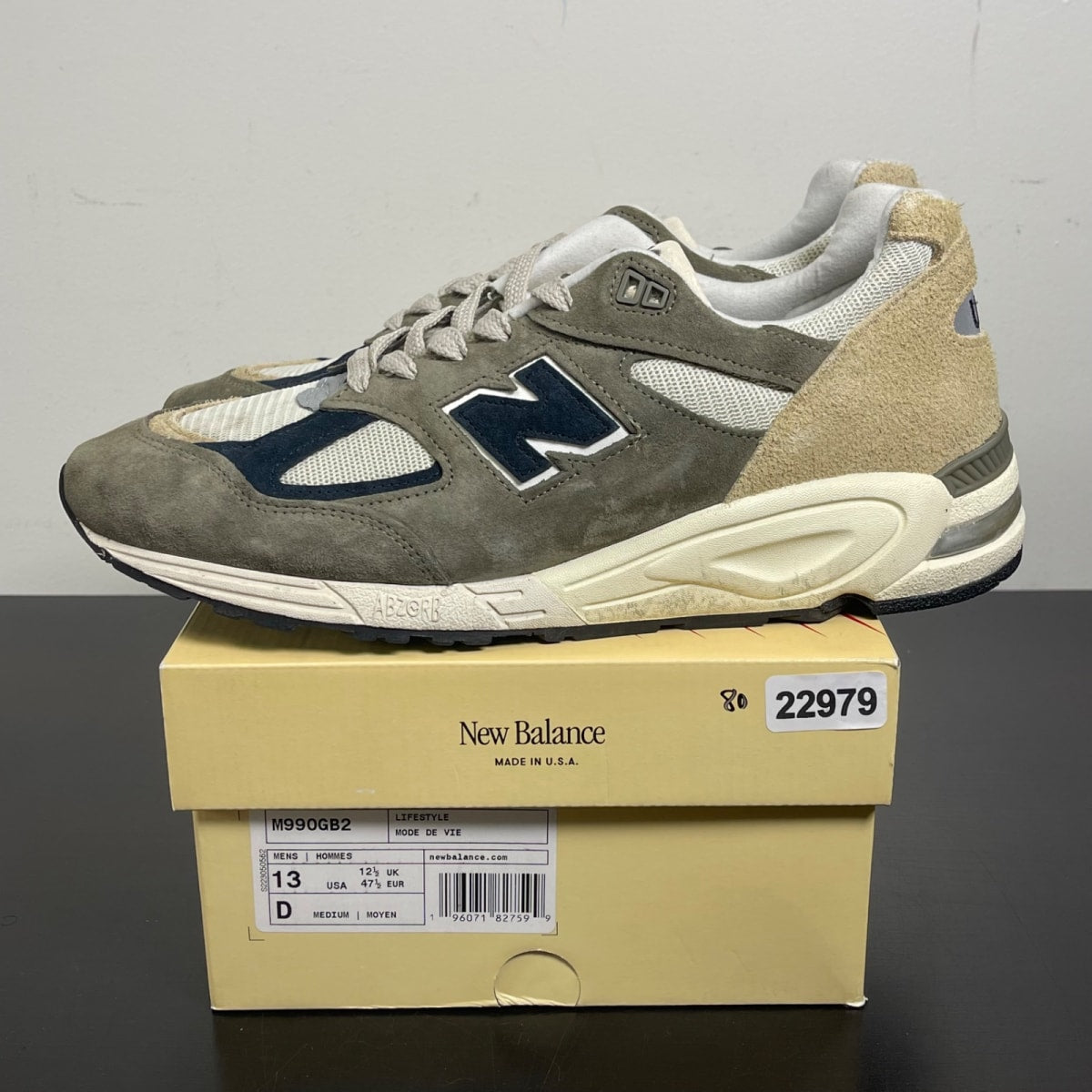 New Balance 990v2 MiUSA Grey Tan 13 (Moderately Worn Pre-Owned)New BalanceGrey/Tan - Image 3