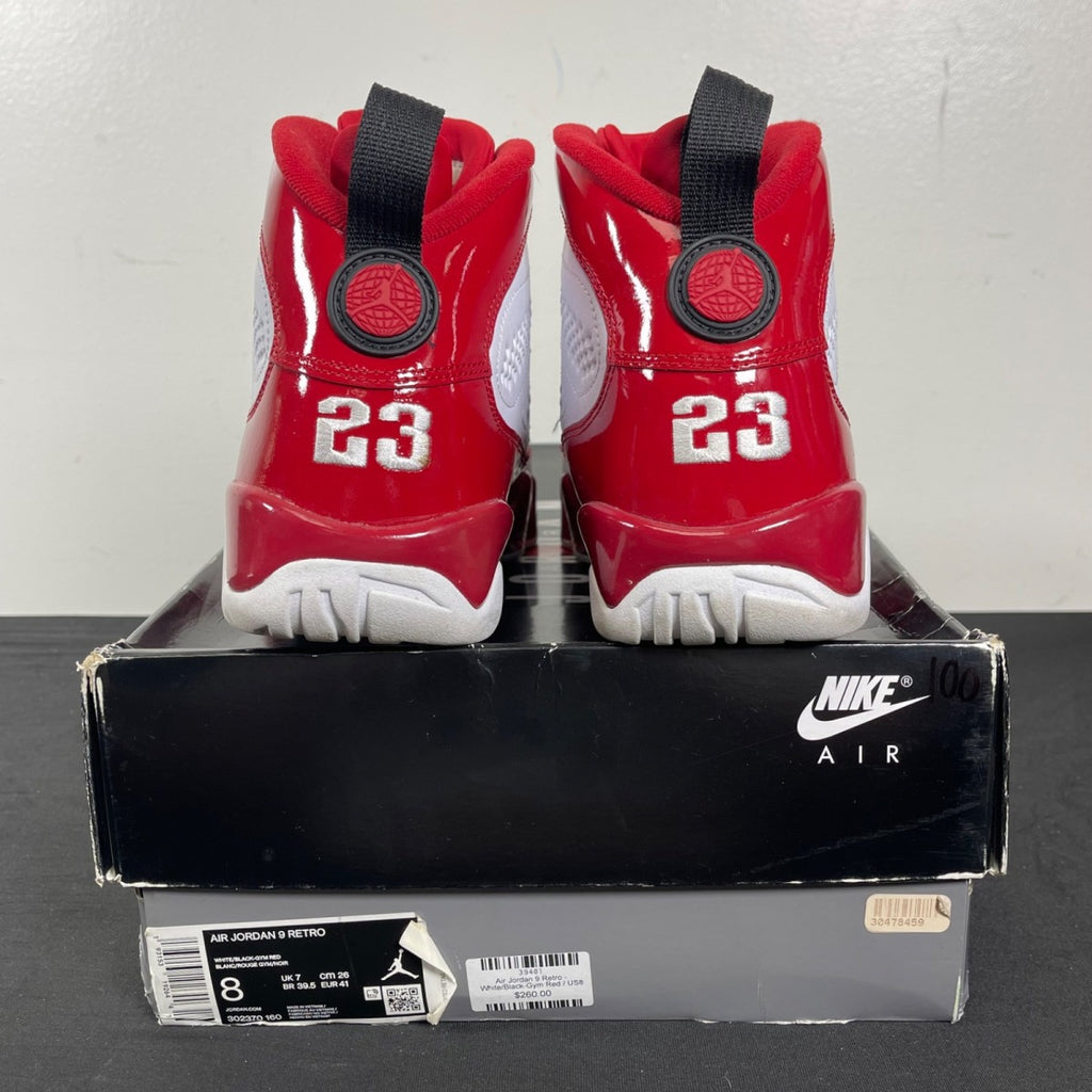 Jordan 9 Retro White Gym Red (Size 8) Moderately Worn - Image 4