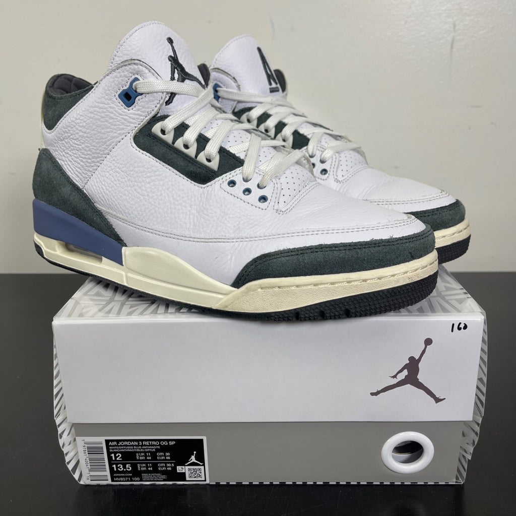 Jordan 3 Retro OG SP A Ma Maniére Diffused Blue Diffused Blue 12 (Moderately Worn Pre-Owned)JordanWhite/Diffused Blue/Anthracite/Muslin - Image 1