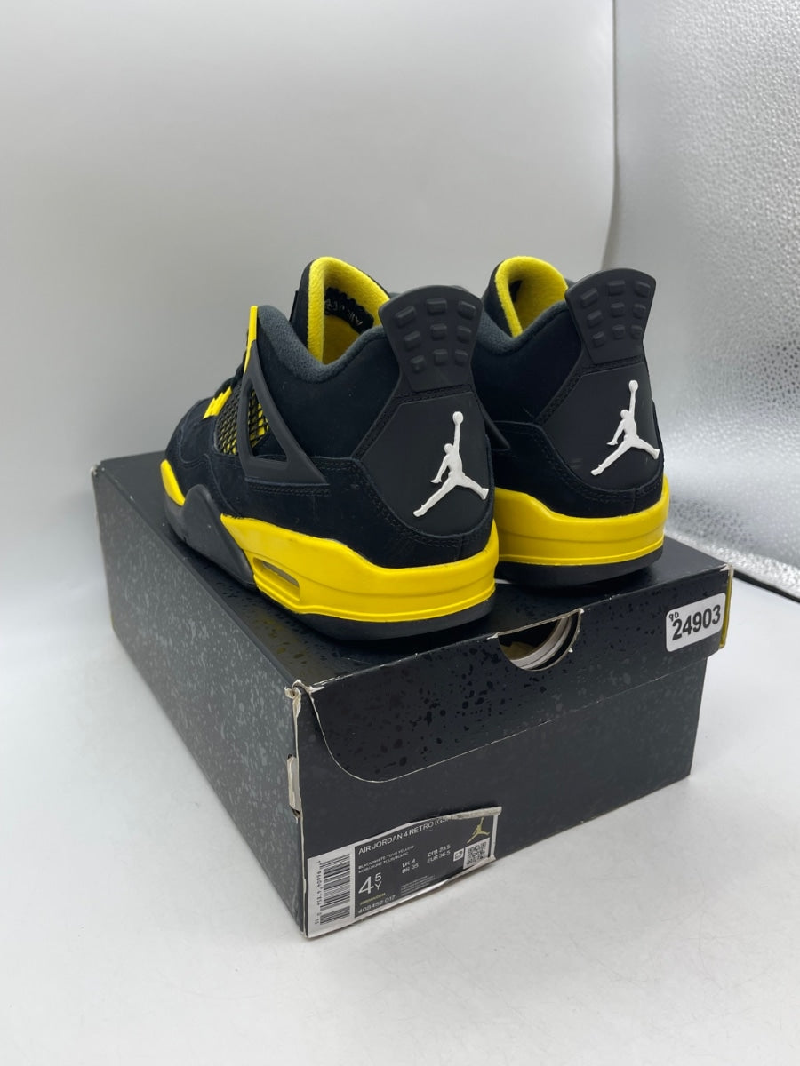 Jordan 4 Retro Thunder (2023) (GS) 4.5Y (Moderately Worn Pre-Owned)JordanBlack/Tour Yellow - Image 4