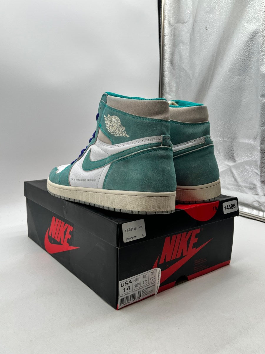 Jordan 1 Retro High Turbo Green 14 (Heavily Worn Pre-Owned)JordanTurbo Green/Sail-White-Light Smoke Grey - Image 4