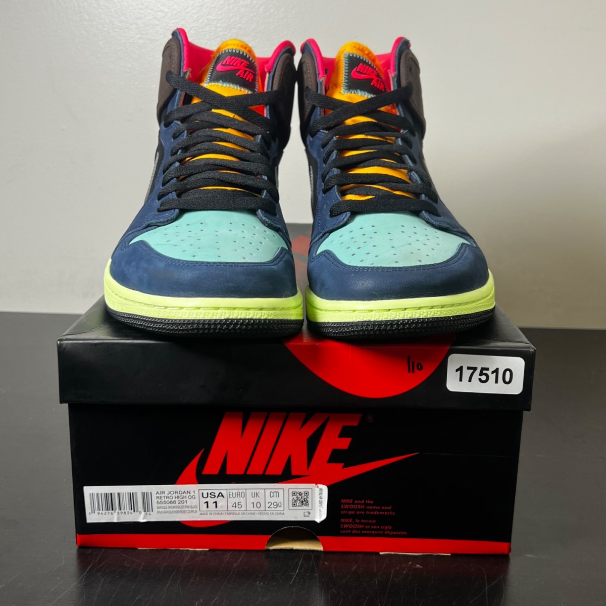 Jordan 1 Retro High Tokyo Bio Hack 11 (Lightly Worn Pre-Owned)JordanBaroque Brown/Black-Laser Orange-Racer Pink - Image 2