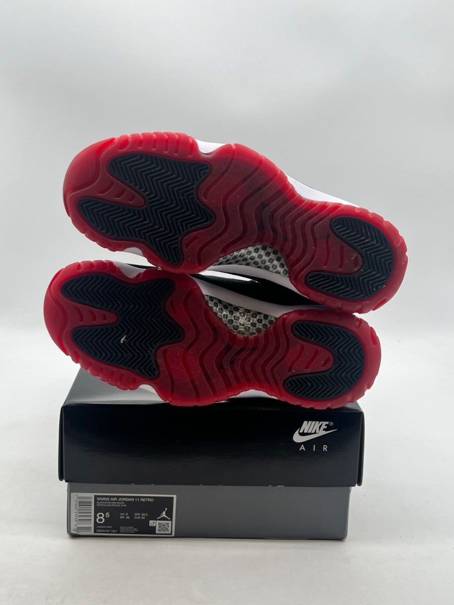 Jordan 11 Retro Bred Velvet (Women's) 8.5W (Lightly Worn Pre-Owned)JordanBlack/Gym Red/White - Image 8