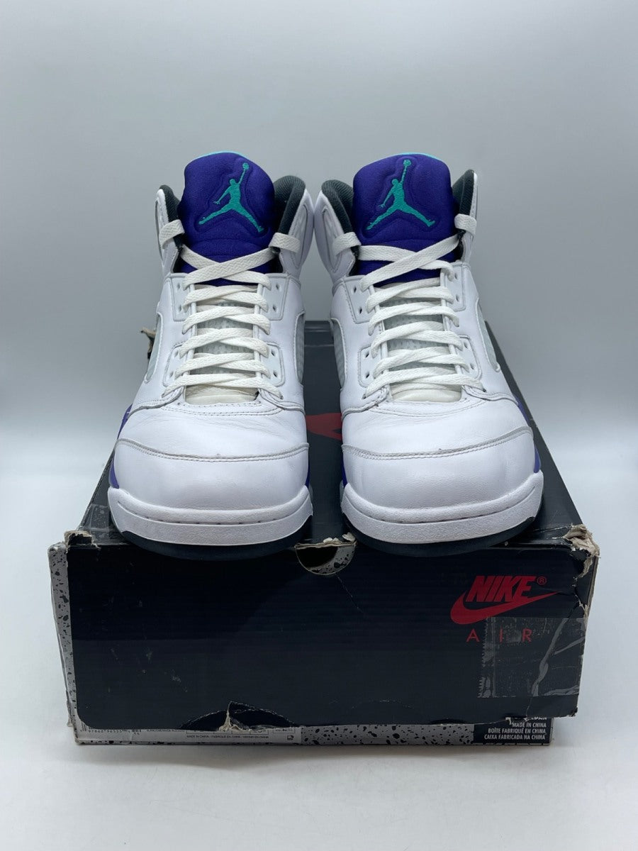 Jordan 5 Retro Grape (2025) 10.5 (Moderately Worn Pre-Owned)JordanWhite/Grape Ice-New Emerald - Image 2