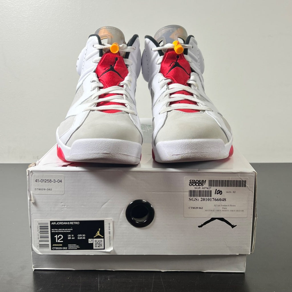 Jordan 6 Retro Hare 12 (Moderately Worn Pre-Owned)JordanNeutral Grey/White-True Red-Black - Image 2