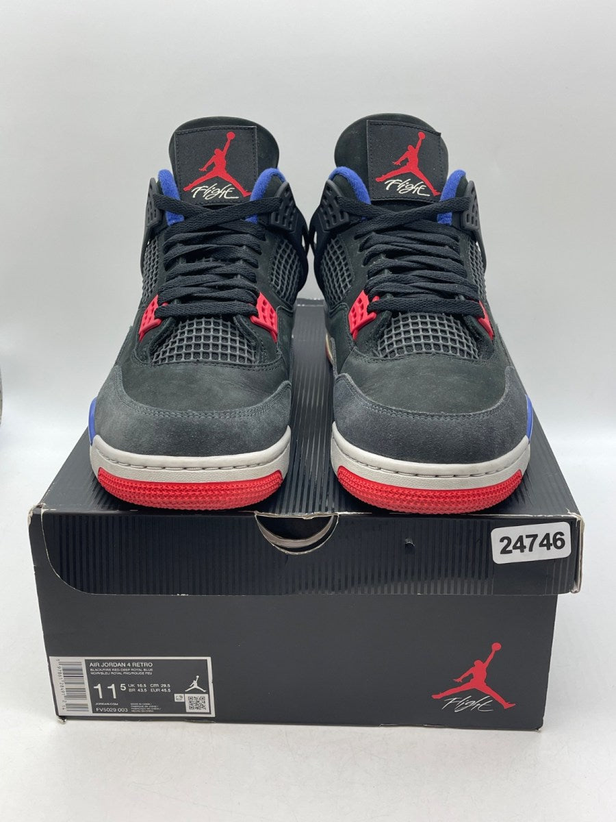 Jordan 4 Retro Rare Air (Gold Lettering) 11.5 (Moderately Worn Pre-Owned)JordanBlack/Fire Red/Deep Royal Blue/Dark Smoke Grey/Tech Grey - Image 2