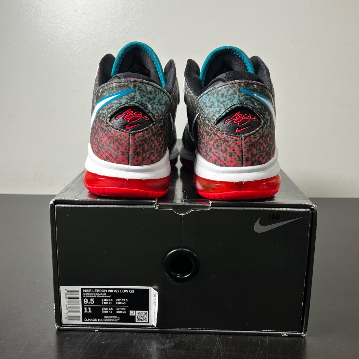 Nike LeBron 8 V2 Low Miami Nights (2021) 9.5 (Lightly Worn Pre-Owned)NikeWhite/Solar Red-Glass Blue-White - Image 5