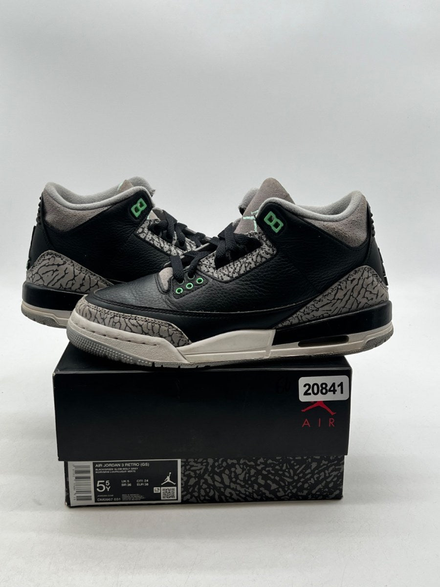Jordan 3 Retro Green Glow (GS) 5.5Y (Moderately Worn Pre-Owned) - Image 1