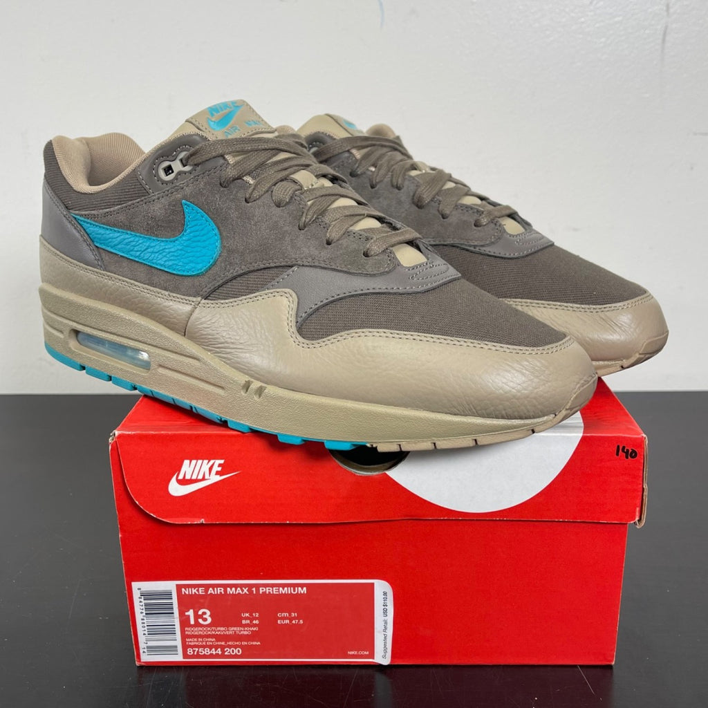 Nike Air Max 1 Ridgerock 13 (Moderately Worn Pre-Owned)NikeRidgerock/Khaki-Turbo Green - Image 1