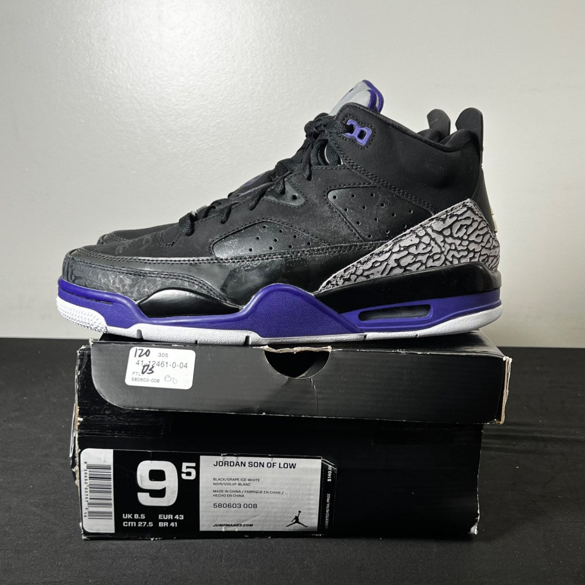 Jordan Son of Mars Low Black Grape 9.5 (New Pre-Owned)JordanBlack/Grape Ice-White - Image 3