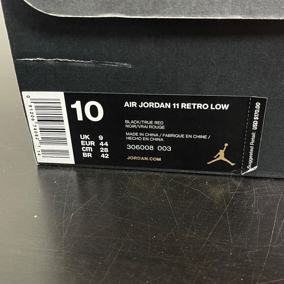 Jordan 11 Retro Low IE Referee (2015) 10 (Moderately Worn Pre-Owned)JordanBlack/True Red - Image 7