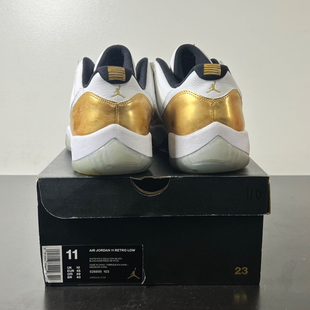 Jordan 11 Retro Low Closing Ceremony 11 (Lightly Worn Pre-Owned)JordanWhite/Metallic Gold Coin-Black - Image 4