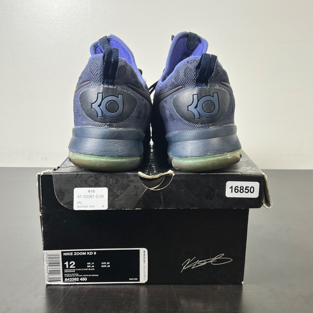 Nike KD 9 Court Ready 12 (Heavily Worn Pre-Owned)NikeObsidian/Dark Purple Dust-Black - Image 4