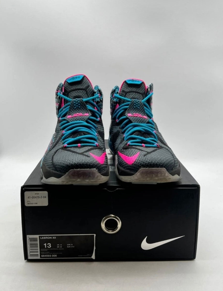 Nike LeBron 12 23 Chromosomes 13 (Moderately Worn Pre-Owned)NikeBlack/Pink Power-Blue Lagoon - Image 2