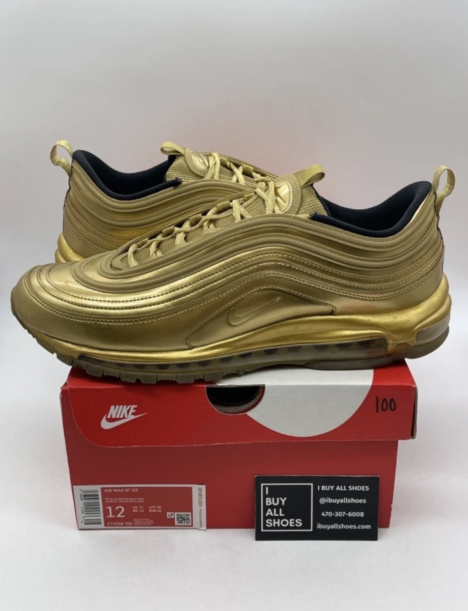 Nike Air Max 97 Gold Medal 12 (Lightly Worn Pre-Owned)NikeMetallic Gold/Metallic Gold-Metallic Gold - Image 1