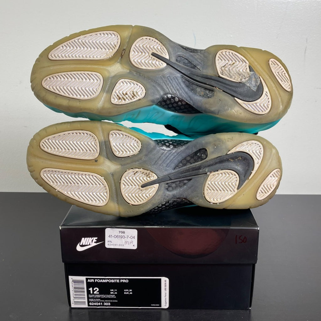 Air Nike Foamposite Pro Island Green 12 (Moderately Worn Pre-Owned)NikeIsland Green/Metallic Platinum-Island Green - Image 5