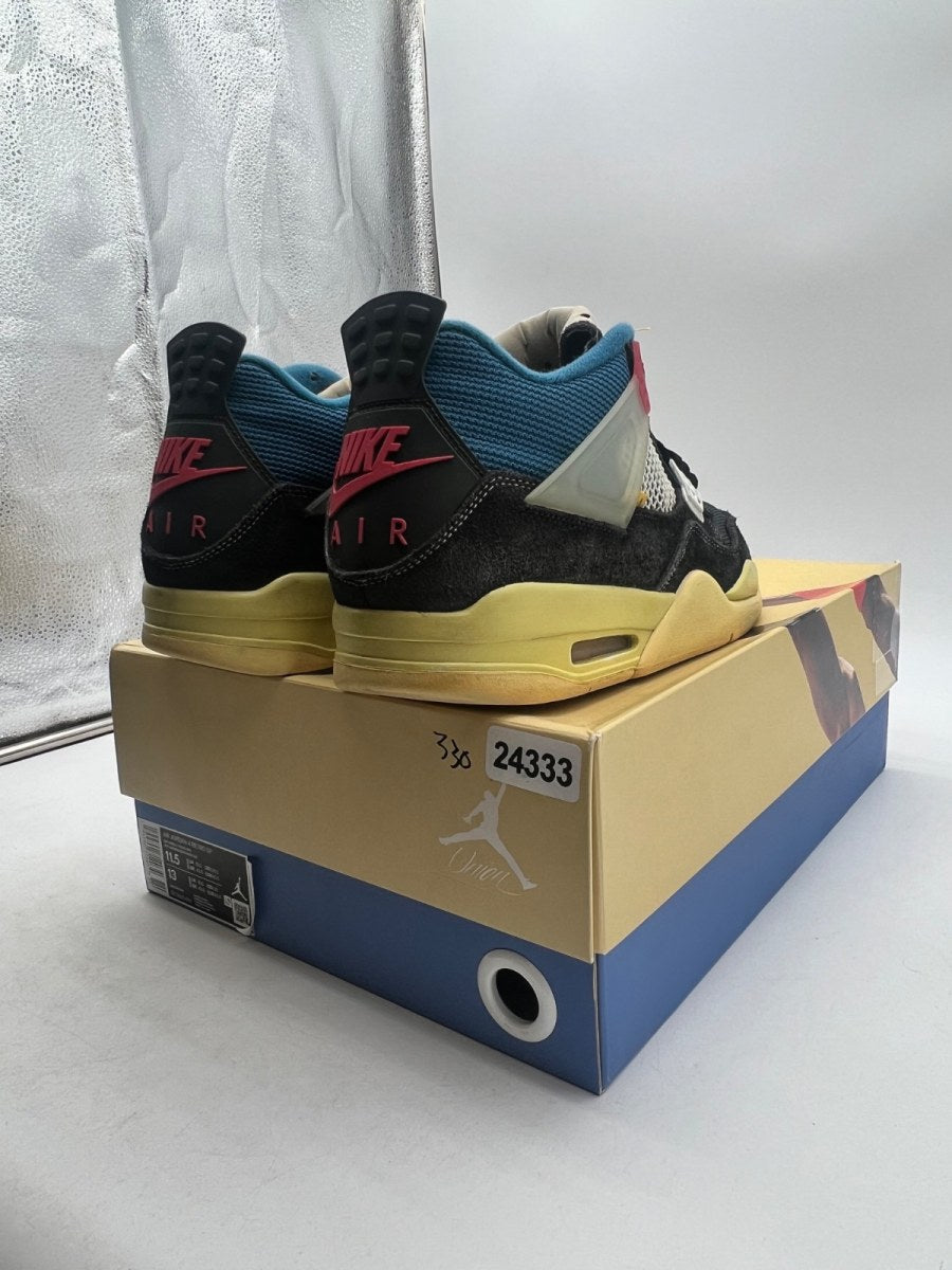 Jordan 4 Retro Union Off Noir 11.5 (Moderately Worn Pre-Owned)JordanOff-Noir/Brigade Blue-Dark Smoke Grey-Light Fusion Red - Image 5