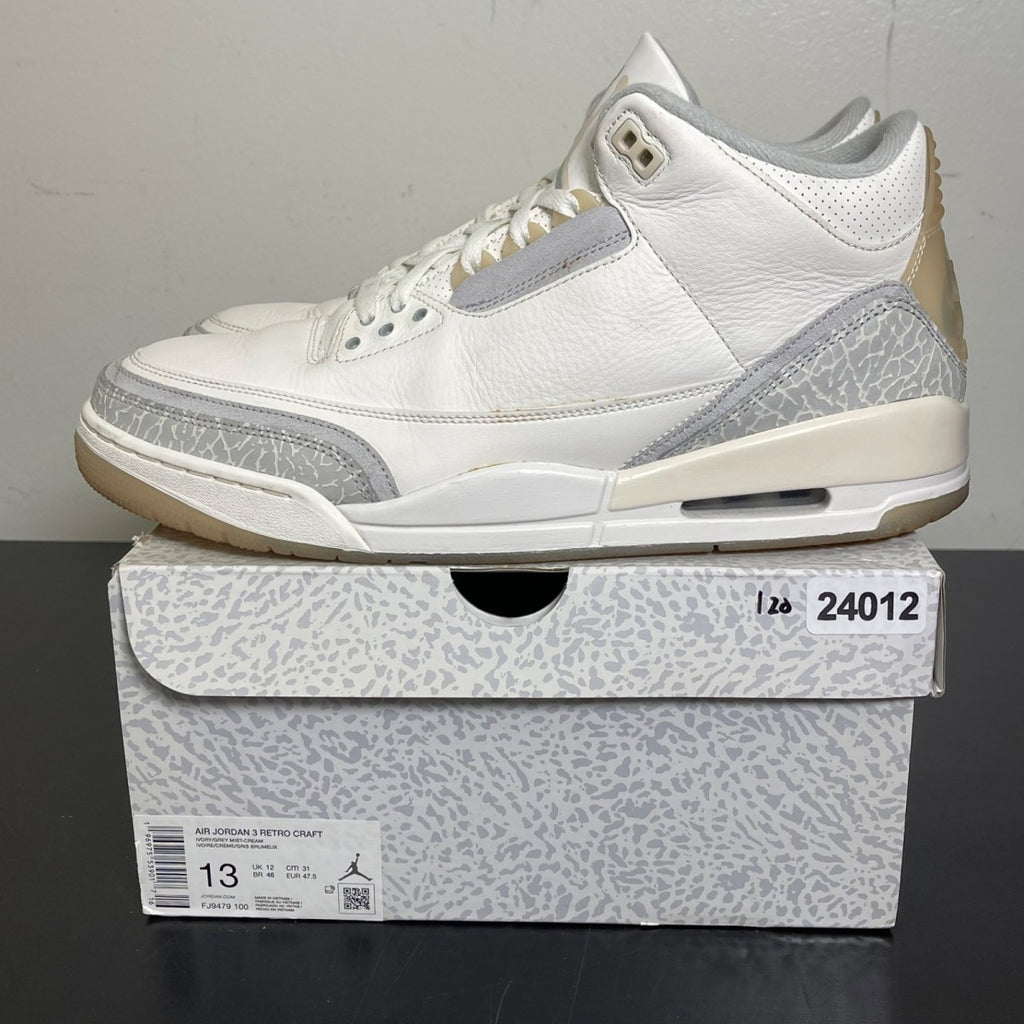 Jordan 3 Retro Craft Ivory 13 (Moderately Worn Pre-Owned)JordanIvory/Grey Mist/Cream - Image 3