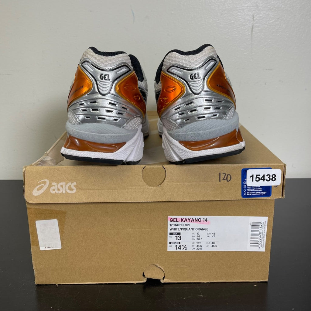 ASICS Gel-Kayano 14 White Piquant Orange 13 (Moderately Worn Pre-Owned)ASICSWhite/Piquant Orange - Image 4