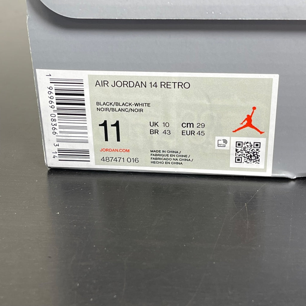 Jordan 14 Retro Black White 11 (Lightly Worn Pre-Owned)JordanBlack/Black/White/University Red - Image 7