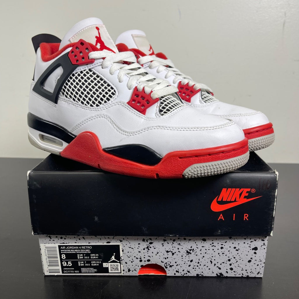 Jordan 4 Retro Fire Red (2020) 8 (Moderately Worn Pre-Owned)JordanWhite/Black-Tech Grey-Fire Red - Image 1