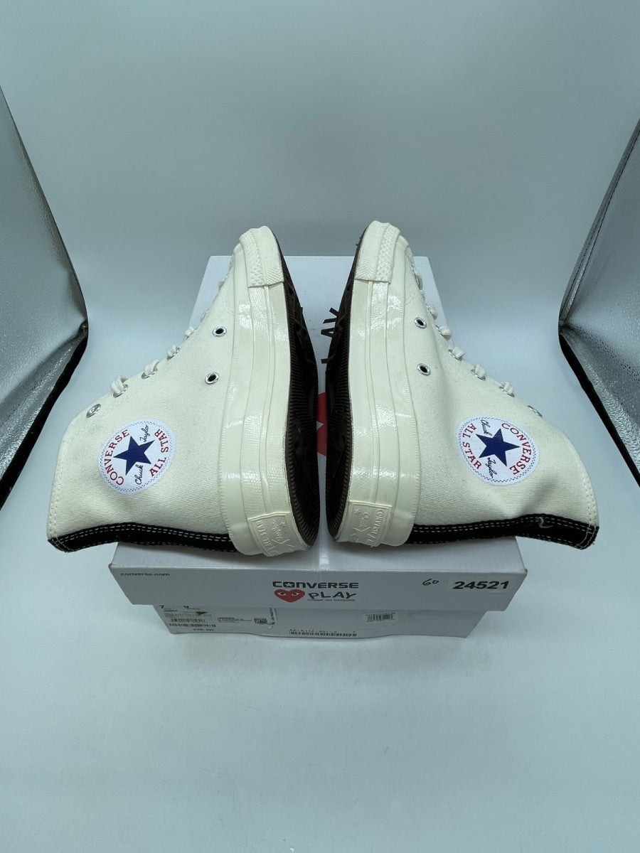 Converse Chuck Taylor All Star 70 Hi Comme des Garcons PLAY White 7 (Moderately Worn Pre-Owned)ConverseMilk/White-High Risk Red - Image 6