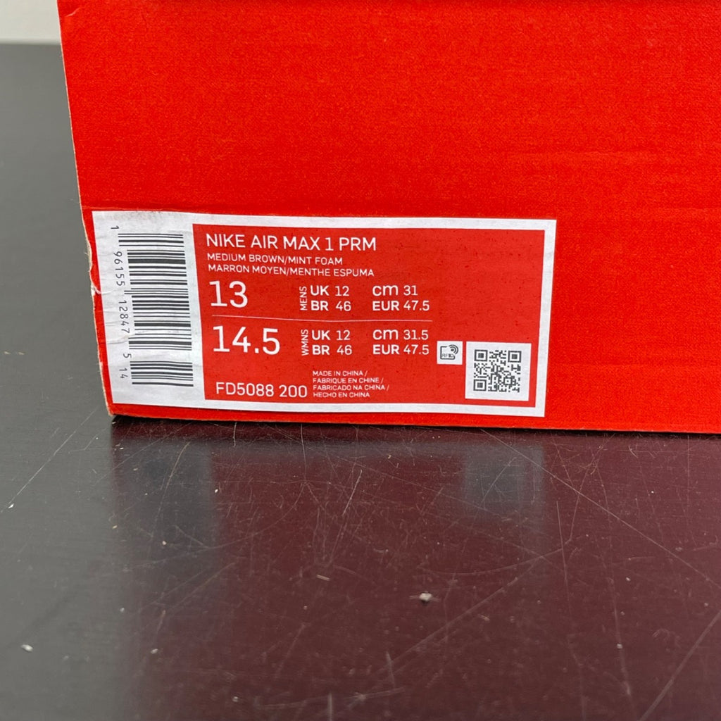 Nike Air Max 1 Crepe Brown (2022) 13 (Moderately Worn Pre-Owned)NikeMedium Brown/Mint Foam/Mushroom/Muslin - Image 7