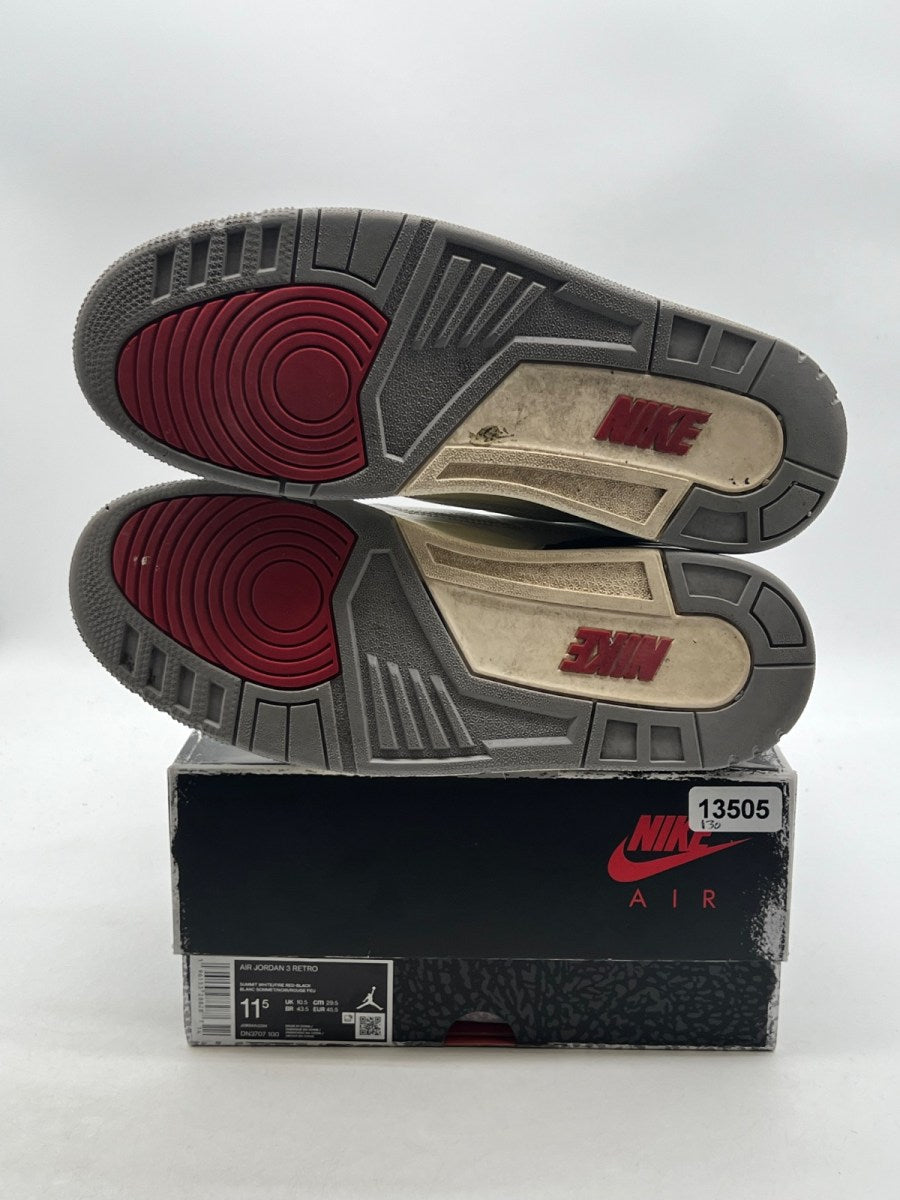 Jordan 3 Retro White Cement Reimagined 11.5 (Heavily Worn Pre-Owned)JordanSummit White/Fire Red/Black/Cement Grey - Image 8