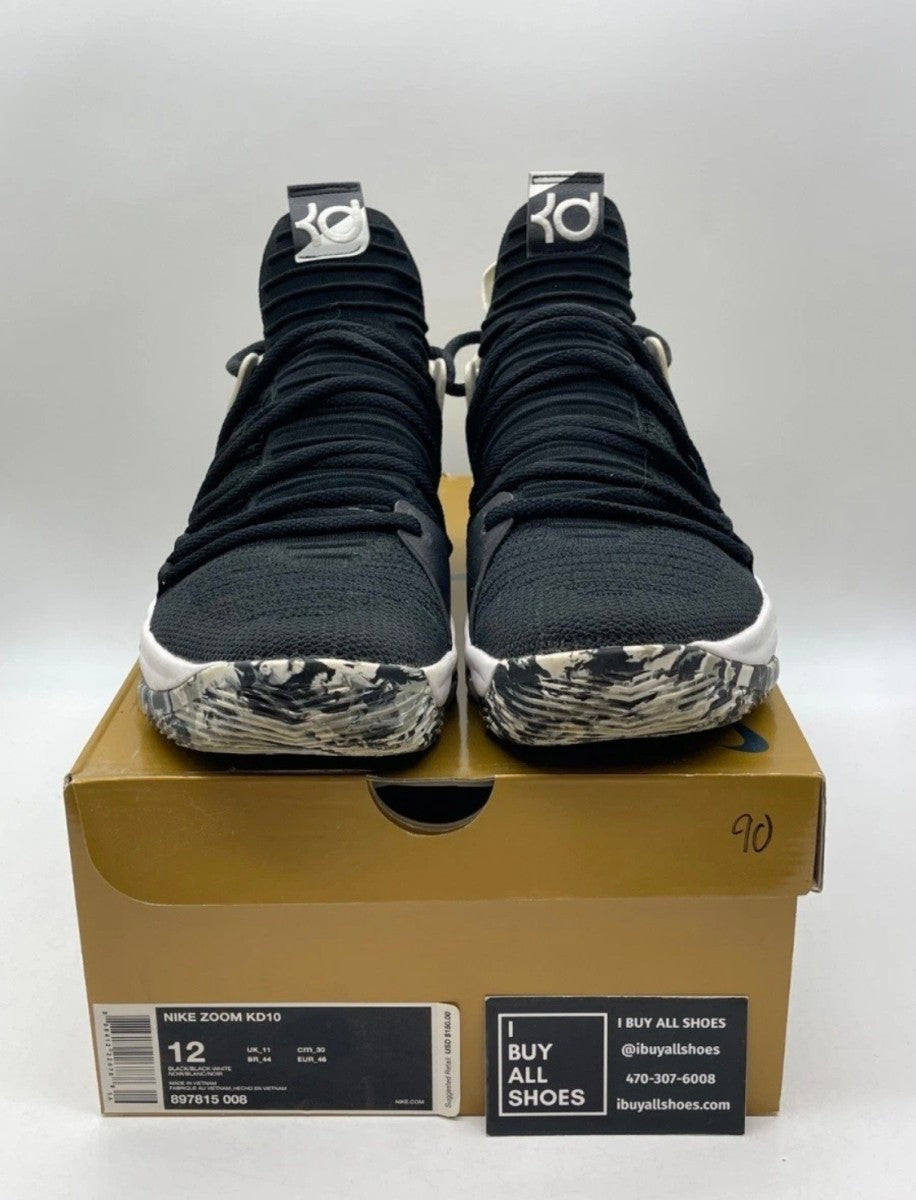 Nike KD 10 Black White 12 (Lightly Worn Pre-Owned)NikeBlack/Black-White - Image 2