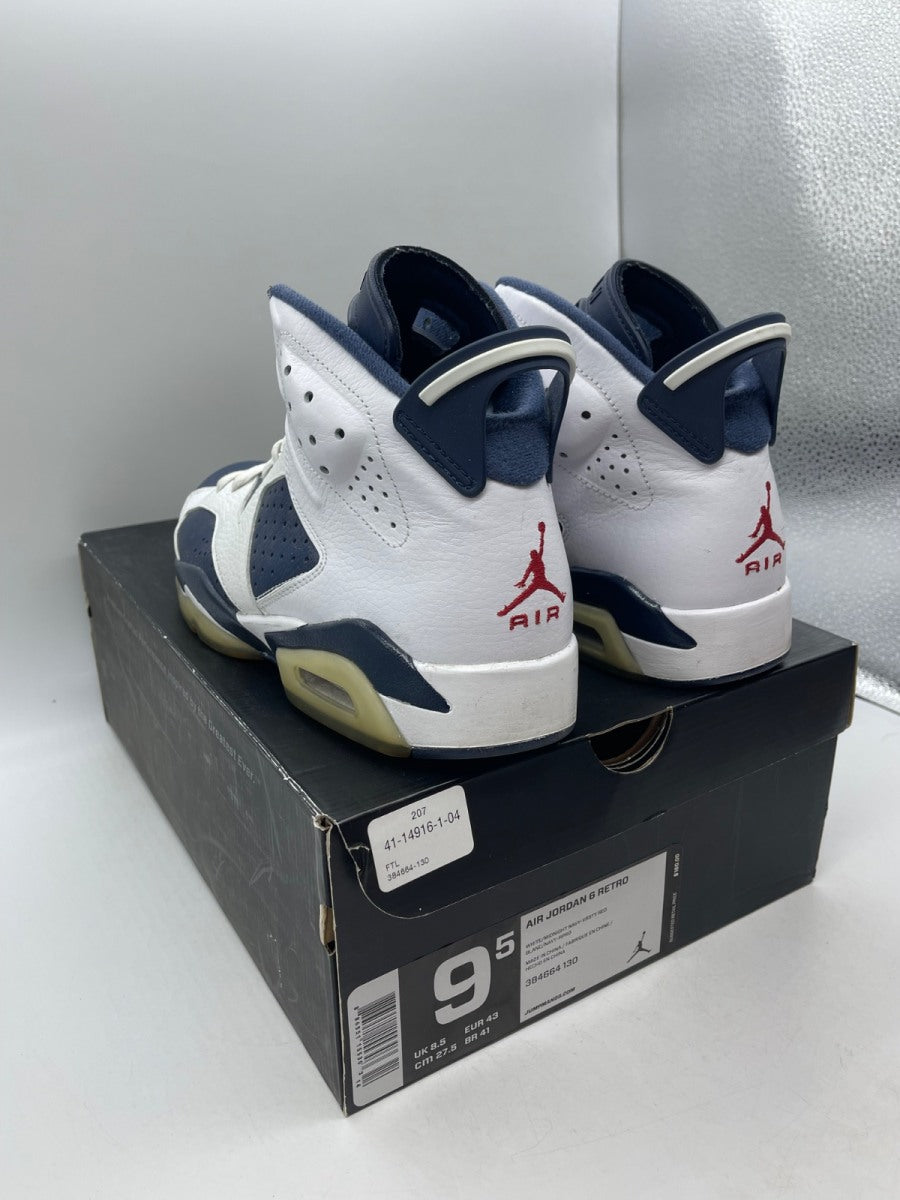 Jordan 6 Retro Olympic London (2012) 9.5 (Moderately Worn Pre-Owned)JordanWhite/Midnight Navy-Varsity Red - Image 4