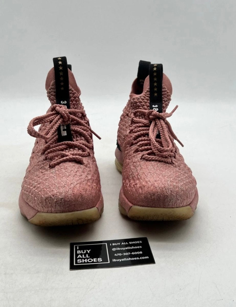 Nike LeBron 15 Rust Pink (GS) 6Y (Lightly Worn Pre-Owned)NikeRust Pink/Metallic Gold-Black - Image 2