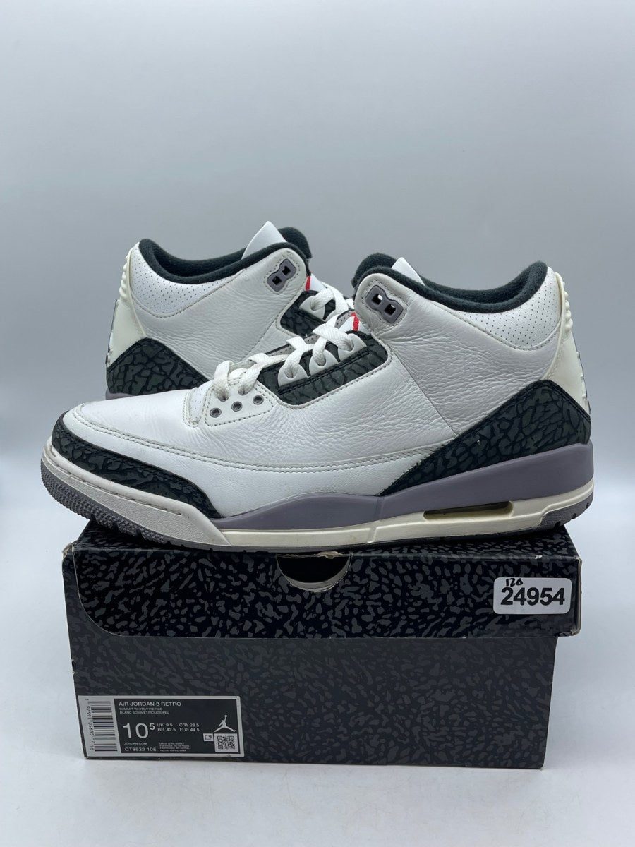 Jordan 3 Retro Cement Grey 10.5 (Moderately Worn Pre-Owned)JordanSummit White/Fire Red/Cement Grey/Black - Image 1