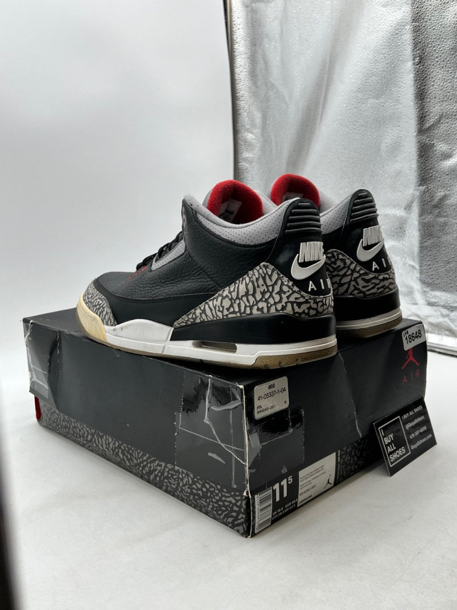 Jordan 3 Retro Black Cement (2018) 11.5 (Heavily Worn Pre-Owned) - Image 4
